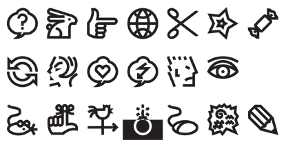 V?ctor Garc?a seeks a positive definition for type families composed of pictograms, symbols and other elements beyond language representation. He explores current terms, which fail to represent the whole category and proposes more descriptive terms.