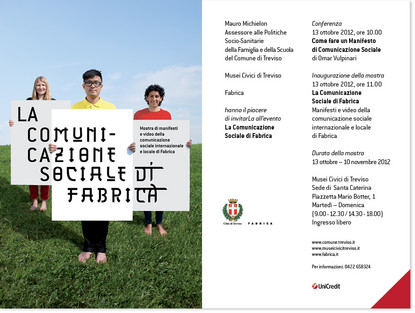 Treviso (Italy)  Fabricas Creative Director of the Visual Communication department Omar Vulpinari, (Icograda Board of Directors, 2006  2012), will hold a conference on the topic of How to Create a Social Communication Poster, exploring communication 