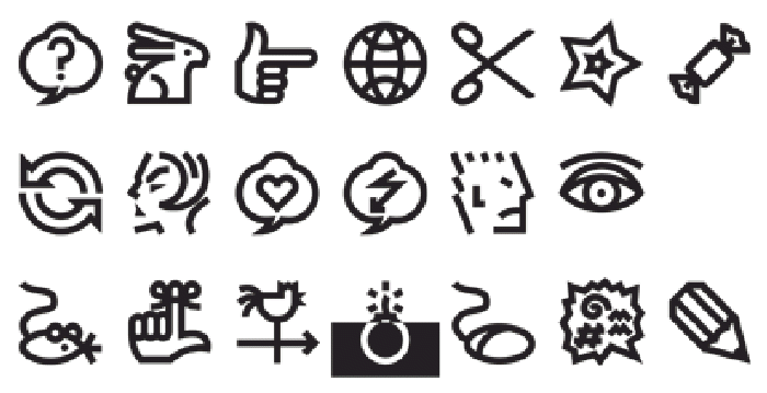 V?ctor Garc?a seeks a positive definition for type families composed of pictograms, symbols and other elements beyond language representation. He explores current terms, which fail to represent the whole category and proposes more descriptive terms.