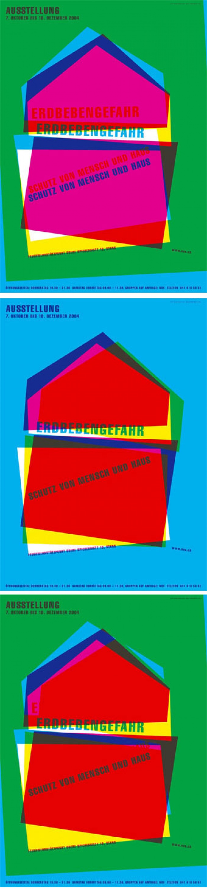 Thumbnail: Grand Prize Winner, 'Underkarl', by Niklaus Troxler (Switzerland). Above: Icograda Excellence Award, 'Earthquake Prevention Exhibition', by Imboden Melchoir (Switzerland).